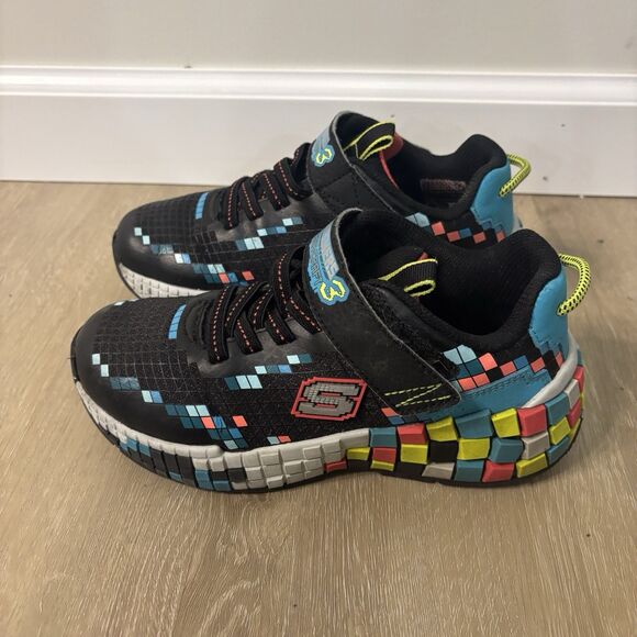 Skechers Mega-Craft 3 Pixel Youth Sneakers Boy's Size 1 Minecraft Style Black - Picture 3 of 11